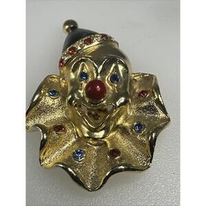 GERRYS Jewel tones CLOWN Rhinestone Broch Pin figural Circus Clown